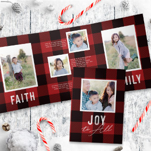 Red Plaid + Bold Typography Holiday Photo Card