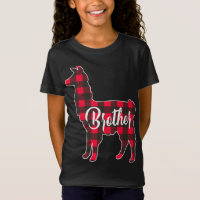 Red Plaid Brother Llama Christmas Matching Family