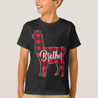 Red Plaid Brother Llama Christmas Matching Family