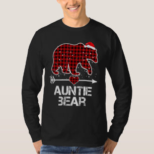 Red Plaid Buffalo Auntie Bear Christmas Pyjamas Fa T-Shirt