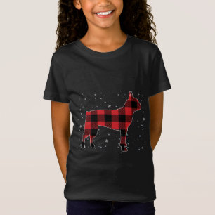 Red Plaid Buffalo Boston Terrier Christmas Pyjamas T-Shirt