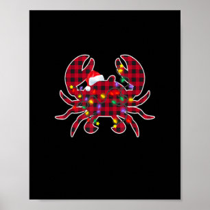 Red Plaid Buffalo Crab Christmas Pyjamas Family Me Poster