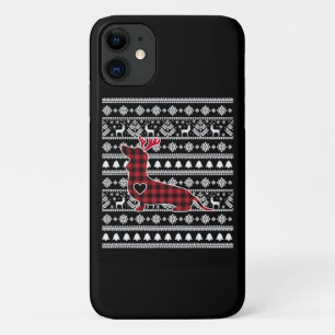 Red Plaid Buffalo Dachshund Dog Christmas Case-Mate iPhone Case