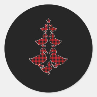 Red Plaid Buffalo Duck Christmas Tree Pyjamas Xmas Classic Round Sticker