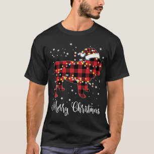 Red Plaid Buffalo English Bulldog Merry Christmas T-Shirt