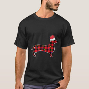 Red Plaid Buffalo Great Dachshund Christmas Pajama T-Shirt