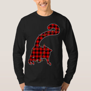 Red Plaid Buffalo Lemur Xmas Light Matching Pajama T-Shirt