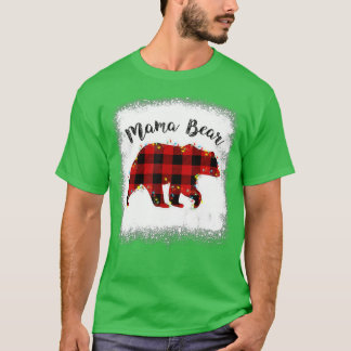 Red Plaid Buffalo Mama Bear Christmas Pyjamas Fami T-Shirt