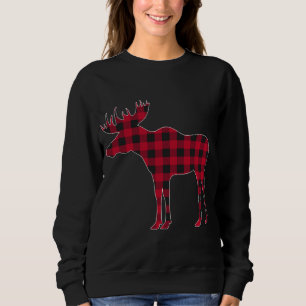 Red Plaid Buffalo Moose Christmas Matching Family  Sweatshirt