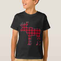 Red Plaid Buffalo Moose Christmas Matching Family