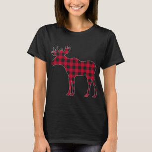 Red Plaid Buffalo Moose Christmas Matching Family T-Shirt