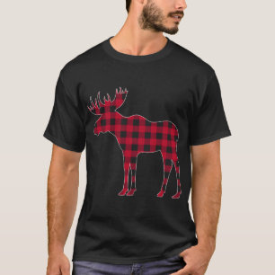 Red Plaid Buffalo Moose Christmas Matching Family T-Shirt