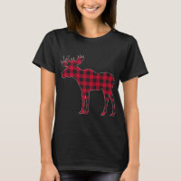 Red Plaid Buffalo Moose Christmas Matching Family 