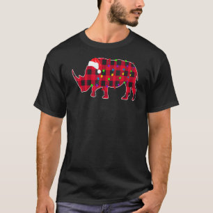 Red Plaid Buffalo Rhino Christmas Lights Pyjamas F T-Shirt