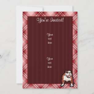 Red Plaid Bulldog Invitation