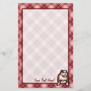 Red Plaid Bulldog Stationery