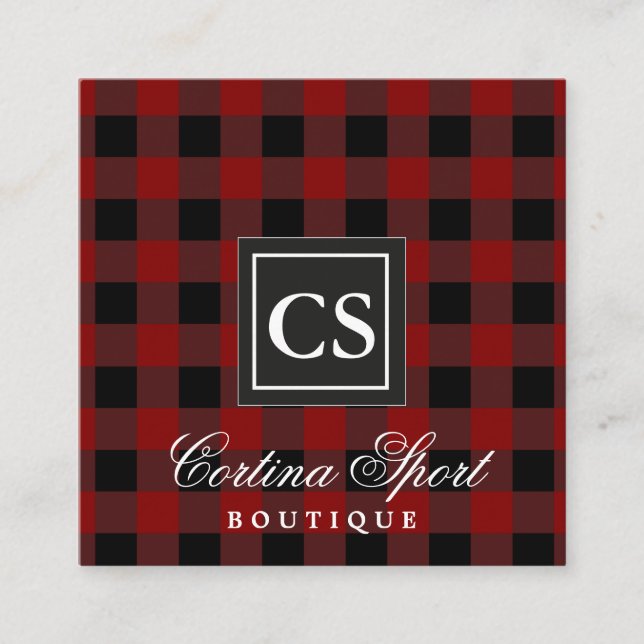 Red plaid business card (Front)