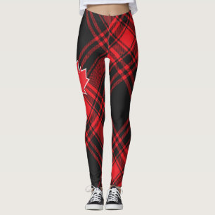 "Red Plaid Canada" Women's Leggings