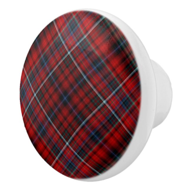 Red Plaid Ceramic Knob (Right)