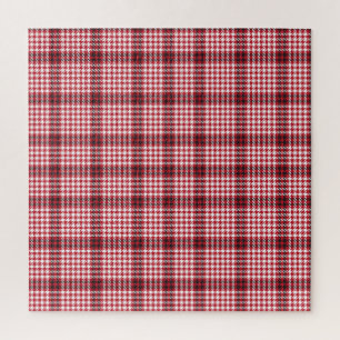 Red Plaid Chequered Tartan Texture Jigsaw Puzzle
