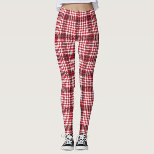 Red Plaid Chequered Tartan Texture Leggings