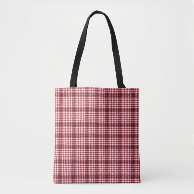 Red Plaid Chequered Tartan Texture Tote Bag (Front)