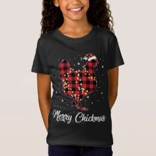 Red Plaid Chicken Merry Chickmas Christmas Pajama T-Shirt