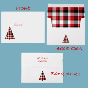 Red Plaid Christmas 5 x 7 Envelope