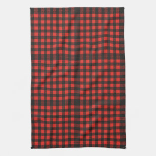 Red Plaid Christmas Decor Kitchen Tea Towel