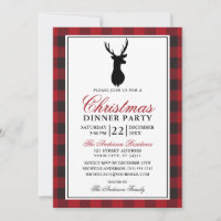 Red Plaid Christmas Dinner Party Rustic