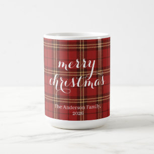 Red Plaid Christmas Festive Pattern - Coffee Mug