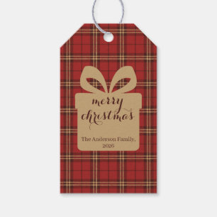 Red Plaid Christmas Festive Pattern -  Gift Tags