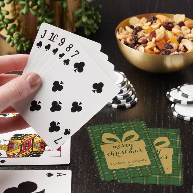 Red Plaid Christmas Festive Pattern -  Playing Cards (In Situ)