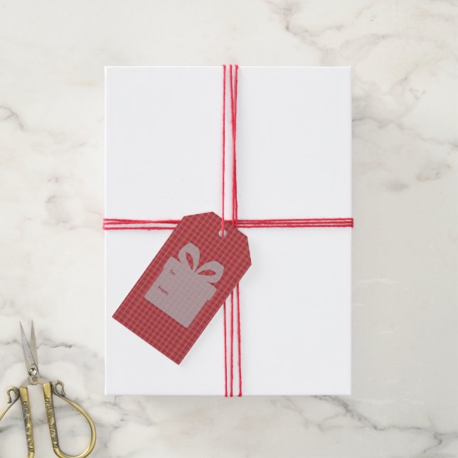 Red Plaid Christmas Gift Tags (With Twine)