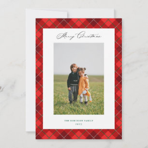 Red Plaid Christmas Holiday Photo Card