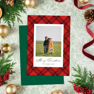 Red Plaid Christmas Holiday Photo Card