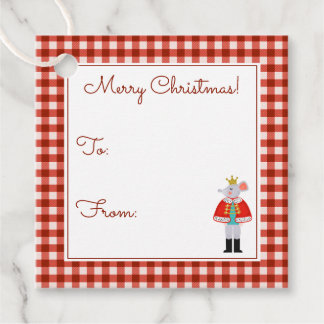 Red Plaid Christmas Nutcracker Mouse King To/From Favour Tags