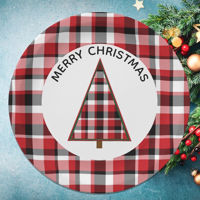 Red Plaid Christmas Paper Plates (Creator Uploaded)