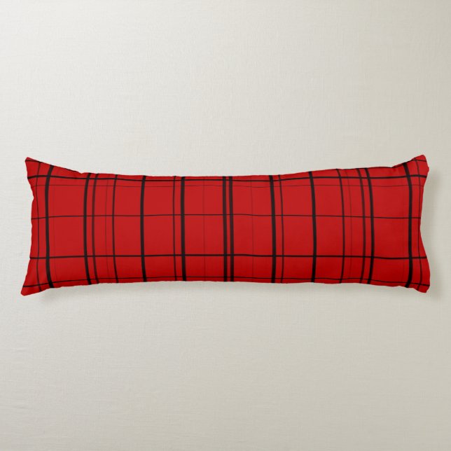 Red plaid christmas pattern body cushion (Front)