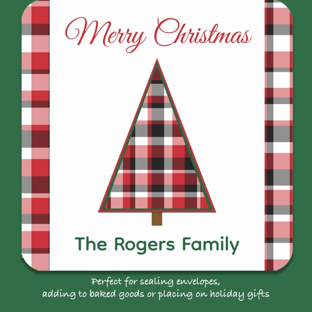 Red Plaid Christmas Tree Christmas Stickers (Creator Uploaded)