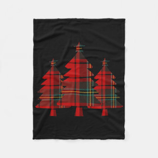 Red Plaid Christmas Tree Pine Trees  Fleece Blanket