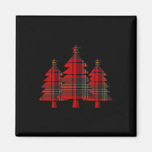 Red Plaid Christmas Tree Pine Trees  Magnet
