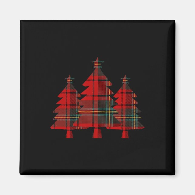 Red Plaid Christmas Tree Pine Trees  Magnet (Front)