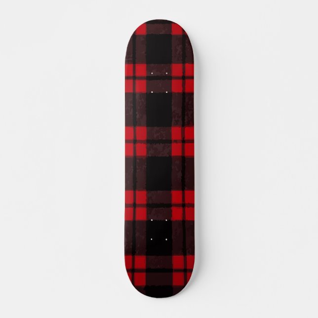 Red Plaid Classic Pattern Design Skateboard (Front)
