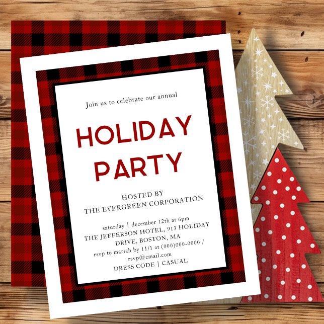 Red Plaid | Corporate Holiday Party Invitation (Creator Uploaded)
