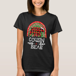 Red Plaid Cousin Bear Christmas Rainbow Pajama Mat T-Shirt