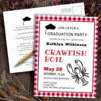 Red Plaid Crawfish Boil GRAD Party Invitation
