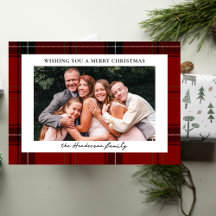 Red Plaid Custom Horizontal Photo Christmas