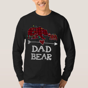 Red Plaid Dad Bear Buffalo Family Papa Pajama Chri T-Shirt
