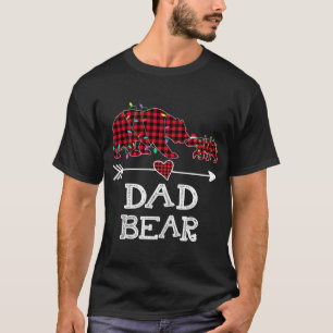 Red Plaid Dad Bear Buffalo Family Papa Pajama Chri T-Shirt